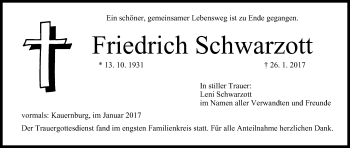 Anzeige von Friedrich Schwarzott von MGO