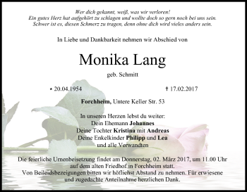 Anzeige von Monika Lang von MGO