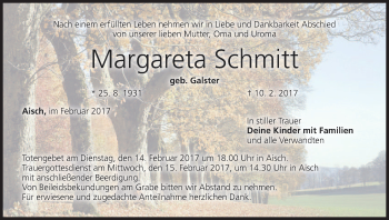Anzeige von Margareta Schmitt von MGO