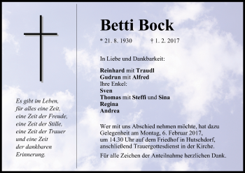 Anzeige von Betti Bock von MGO