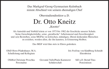 Anzeige von Otto Kneitz von MGO