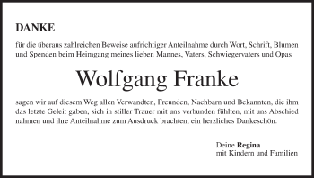 Anzeige von Wolfgang Franke von MGO