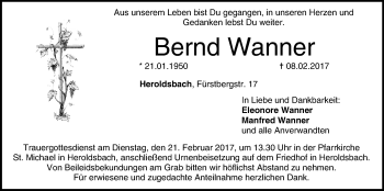 Anzeige von Bernd Wanner von MGO