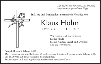 Anzeige von Klaus Höhn von MGO