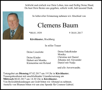 Anzeige von Clemens Baum von MGO
