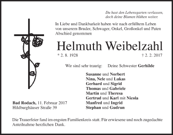 Anzeige von Helmuth Weibelzahl von MGO