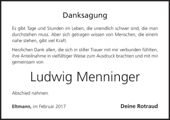 Anzeige von Ludwig Menninger von MGO