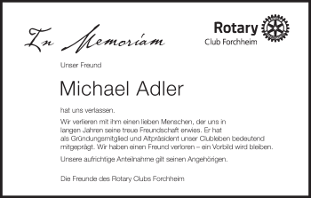 Anzeige von Michael Adler von MGO