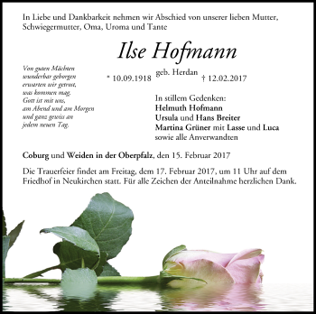Anzeige von Ilse Hofmann von MGO
