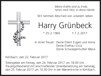 Anzeige von Harry Grünheck von MGO