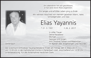 Anzeige von Elias Yayannis von MGO