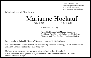 Anzeige von Marianne Hockauf von MGO