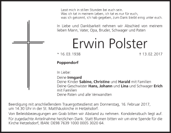 Anzeige von Erwin Polster von MGO