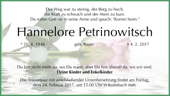 Anzeige von Hannelore Petrinowitsch von MGO