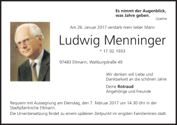 Anzeige von Ludwig Menninger von MGO