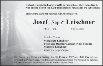 Anzeige von Josef Sepp Leischner von MGO
