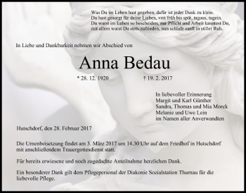 Anzeige von Anna Bedau von MGO