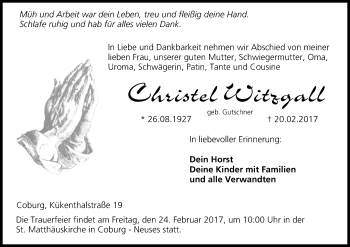 Anzeige von Christel Witzgall von MGO