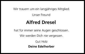 Anzeige von Alfred Dresel von MGO