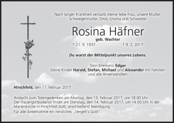 Anzeige von Rosina Häfner von MGO