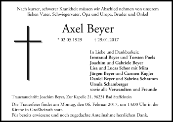 Anzeige von Axel Beyer von MGO