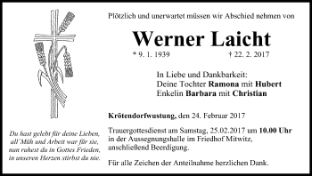 Anzeige von Werner Laicht von MGO