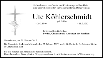 Anzeige von Ute Köhlerschmidt von MGO