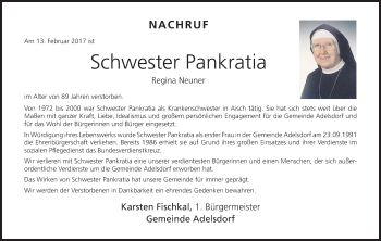 Anzeige von Regina Neuner von MGO