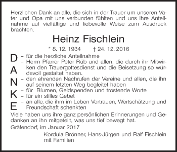 Anzeige von Heinz Fischlein von MGO