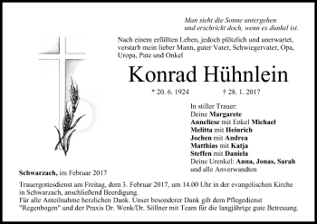 Anzeige von Konrad Hühnlein von MGO