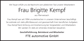 Anzeige von Brigitte Kempf von MGO