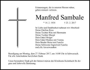 Anzeige von Manfred Sambale von MGO