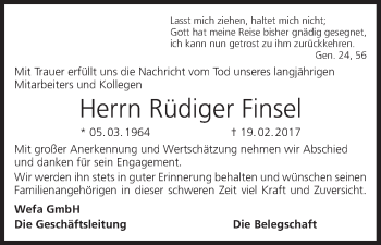 Anzeige von Rüdiger Finsel von MGO