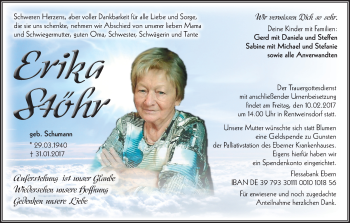 Anzeige von Erika Stöhr von MGO