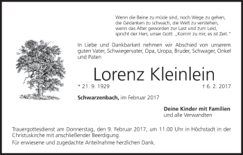 Anzeige von Lorenz Kleinlein von MGO