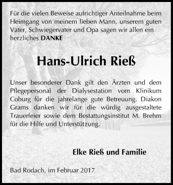 Anzeige von Hans-Ulrich Rieß von MGO