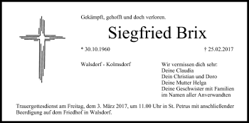 Anzeige von Siegfried Brix von MGO