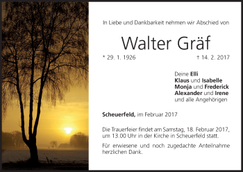 Anzeige von Walter Gräf von MGO