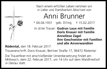 Anzeige von Anni Brunner von MGO