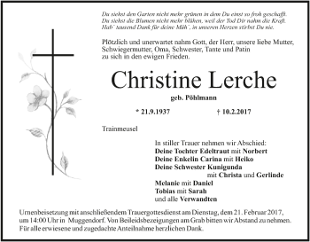 Anzeige von Christine Lerche von MGO