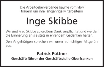 Anzeige von Inge Skibbe von MGO