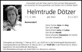 Anzeige von Helmtrude Dötzer von MGO