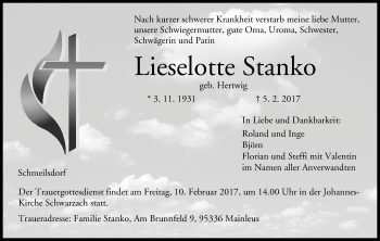 Anzeige von Lieselotte Stanko von MGO