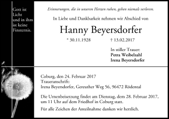 Anzeige von Hanny Beyersdorfer von MGO