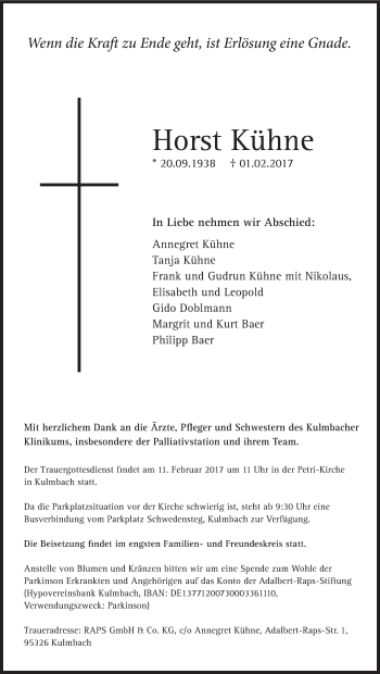 Anzeige von Horst Kühne von MGO