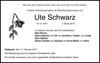 Anzeige von Ute Schwarz von MGO