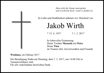 Anzeige von Jakob Wirth von MGO