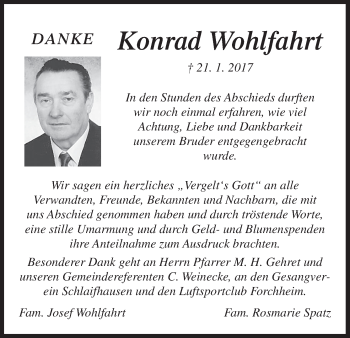 Anzeige von Konrad Wohlfahrt von MGO