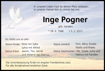 Anzeige von Inge Pogner von MGO