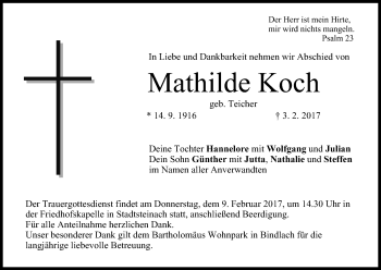 Anzeige von Mathilde Koch von MGO